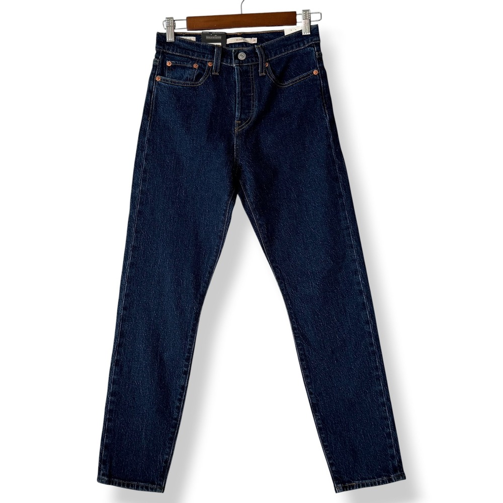 Levi's Premium Wedgie High Rise Button Fly Jeans 26 NWT Dark Wash Tapered Leg